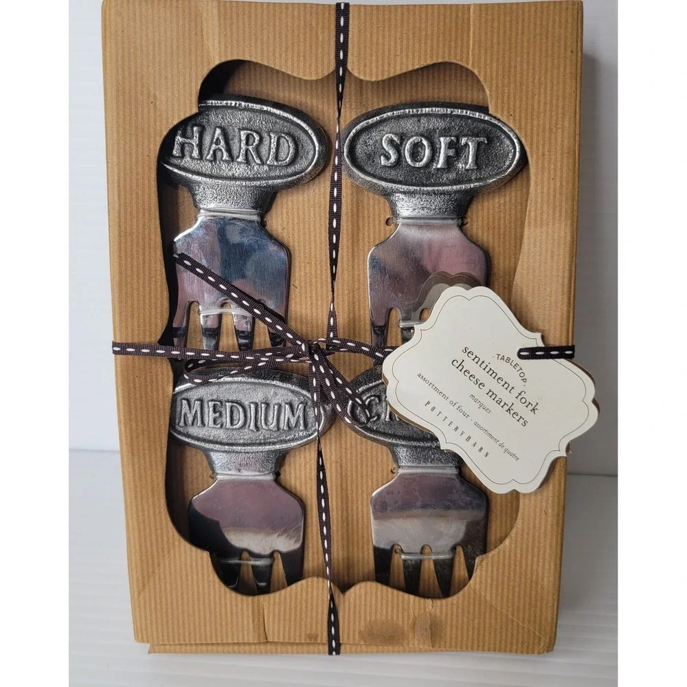 Pottery Barn Sentiment Metal Cheese Markers Hard Soft Medium Crumbly Set‎